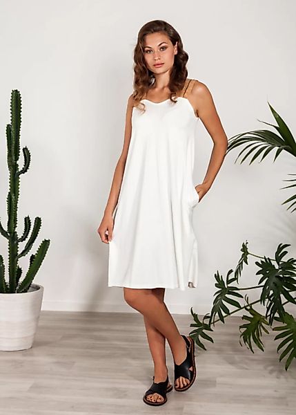 Sommerkleid Kurzes Kleid Mit Trägern Kork Viskose Weiß günstig online kaufen