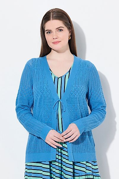 Ulla Popken Strickjacke Strickjacke Ajour V-Ausschnitt günstig online kaufen