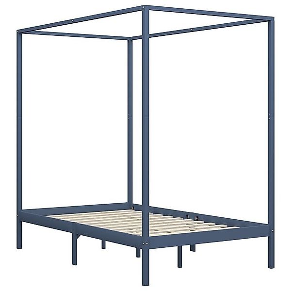 vidaXL Himmelbett, Baldachin Bett-Gestell Grau Massivholz Kiefer 120 x 200 günstig online kaufen