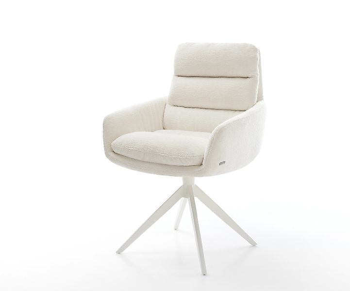 Drehstuhl Abelia-Flex mit Armlehnen Bouclé Soft Beige Kreuzgestell breit We günstig online kaufen