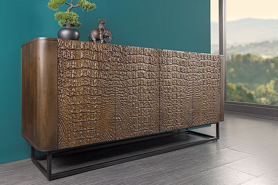 riess-ambiente Sideboard CROCO 180cm goldbraun / schwarz (Einzelartikel, 1 günstig online kaufen