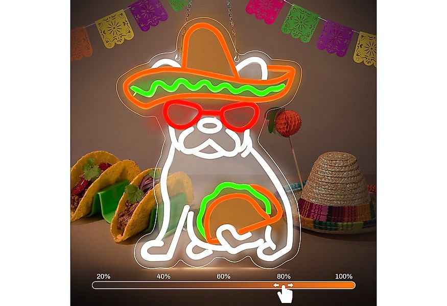 MUPOO LED Dekolicht Tacos Hund Neonschilder Dimmbar,Französische Bulldogge günstig online kaufen