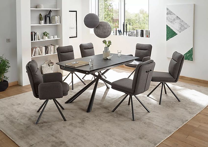 Essgruppe Keramik 7-teilig Tisch Stühle Armlehnstühle Modena günstig online kaufen