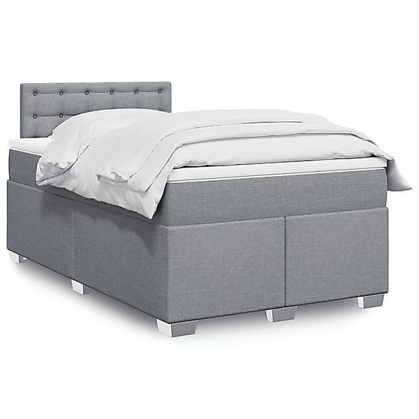 vidaXL Boxspringbett, Boxspringbett mit Matratze Hellgrau 120x190 cm Stoff günstig online kaufen