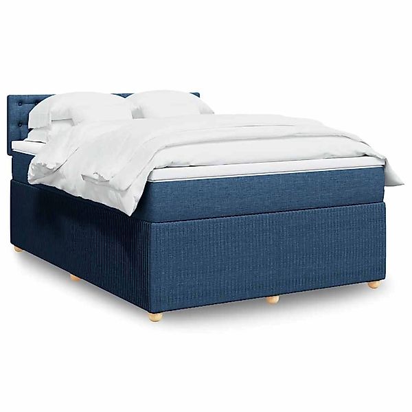 vidaXL Boxspringbett mit Matratze Blau 160x200 cm Stoff 3289827 günstig online kaufen