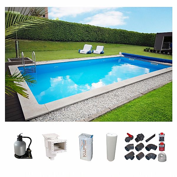 KWAD Rechteckpool "mit Römertreppe" 8x4, 7x3,5 oder 6x3m Höhe: 1,50m, mit F günstig online kaufen