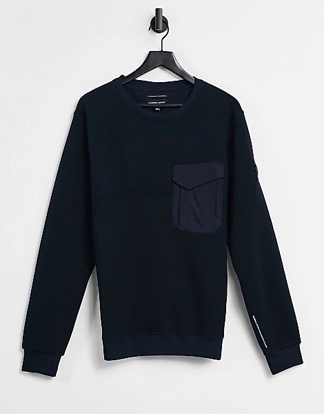 Marshall Artist – Acier – Sweatshirt in Marineblau mit Brusttasche günstig online kaufen