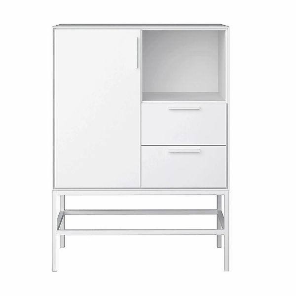 ebuy24 Ravn Sideboard 1 Tür und 2 Schubladen Weisslackiert Metallgestell We günstig online kaufen