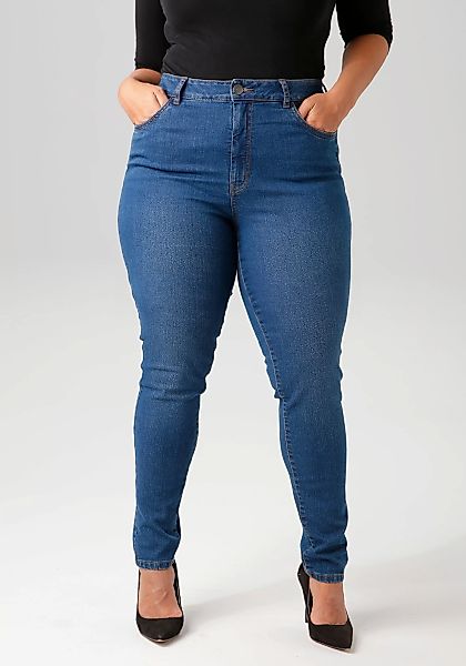 Aniston PLUS Skinny-fit-Jeans, regular waist - in dezenter Used-Waschung - günstig online kaufen