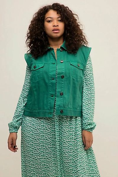 Studio Untold Steppweste Jeansweste Boxy Fit Color Denim Hemdkragen günstig online kaufen