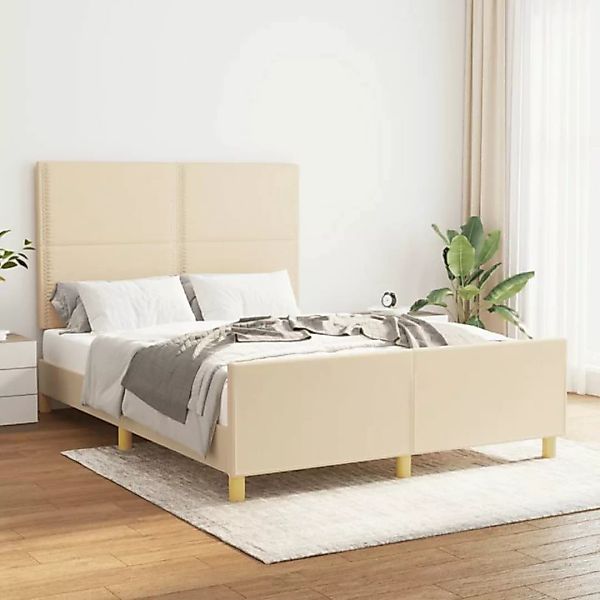 vidaXL Bettgestell Bettrahmen mit Kopfteil Creme 140x200 cm Stoff Bett Bett günstig online kaufen