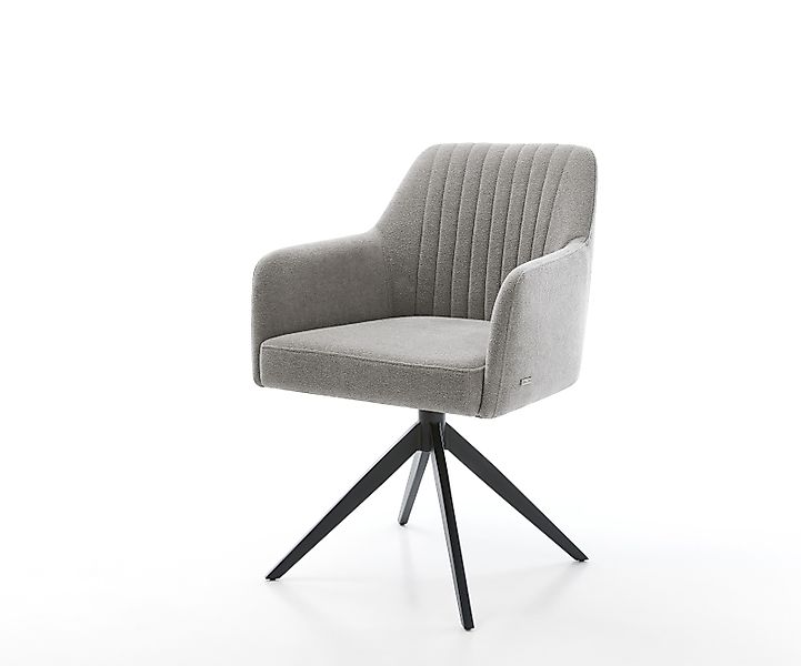 Drehstuhl Greg-Flex Strukturstoff Soft Grau Kreuzgestell breit Schwarz 360° günstig online kaufen