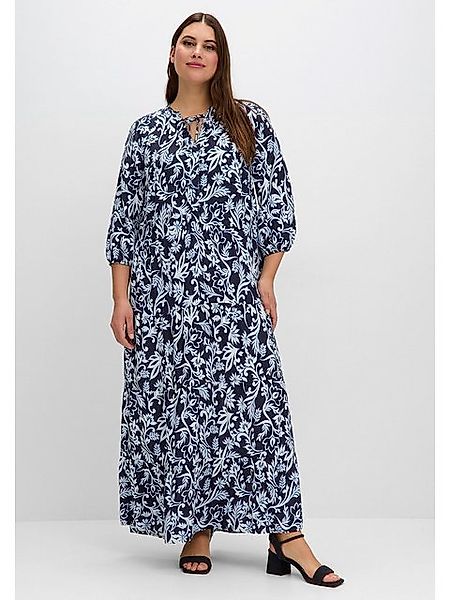 Sheego Maxikleid Große Größen mit floralem Druck und gestuftem Rock günstig online kaufen