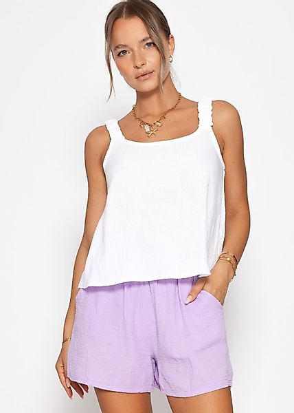 SASSYCLASSY T-Shirt Musselin Top mit gerafften günstig online kaufen