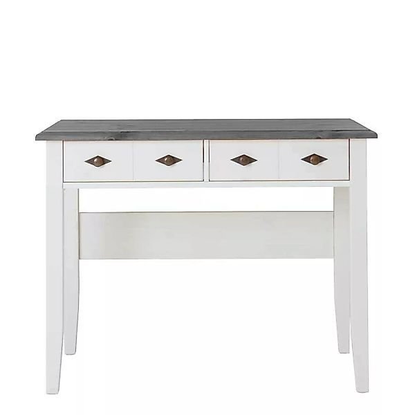 Schreibtisch oder Frisiertisch in Grau und Weiß Kiefer Massivholz günstig online kaufen