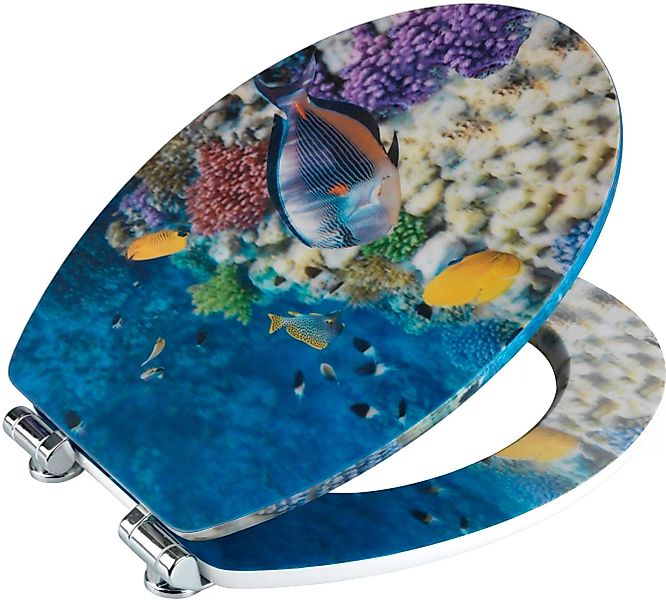Wenko WC-Sitz Fish mit 3D-Effekt MDF mit Absenkautomatik Mehrfarbig günstig online kaufen