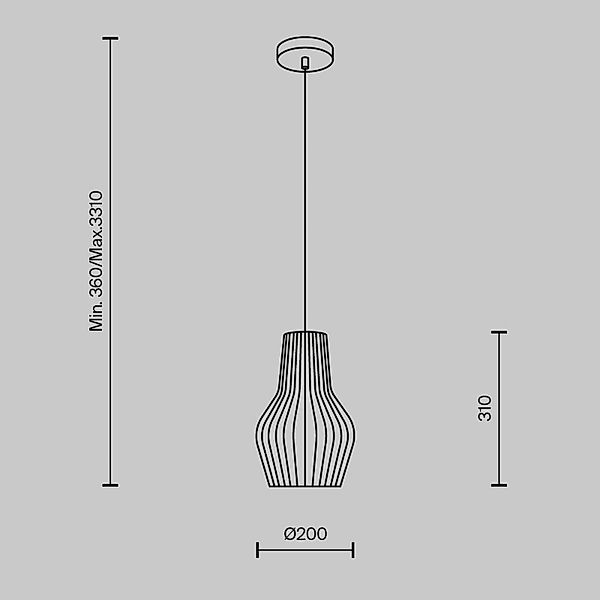 Maytoni Hängelampe Roots, Ø 20 cm, Höhe 31 cm, Holz/schwarz günstig online kaufen