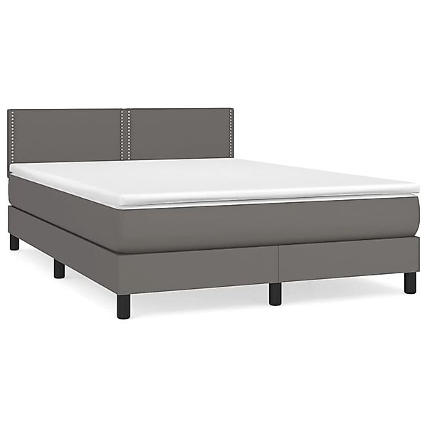 vidaXL Boxspringbett mit Matratze Grau 140x200 cm Kunstleder1370967 günstig online kaufen