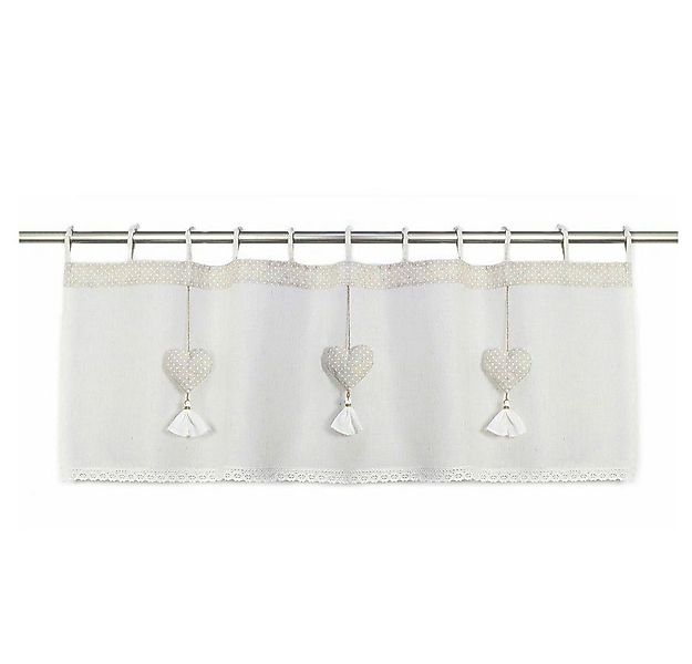 Home-trends24.de Scheibengardine Herz Gardine Fenstervorhang Landhaus Creme günstig online kaufen