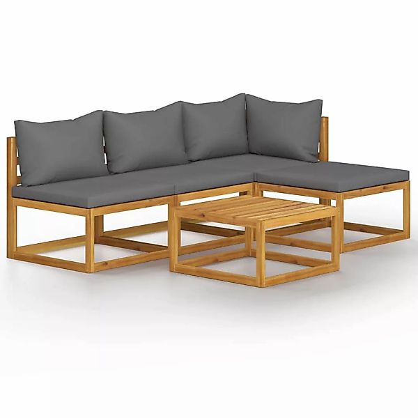 5-tlg. Garten-lounge-set Mit Auflage Massivholz Akazie günstig online kaufen