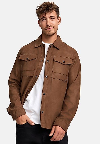 Indicode Langarmhemd Herren INFinny Herrenhemd Langarm Stylisches Fake-Sued günstig online kaufen