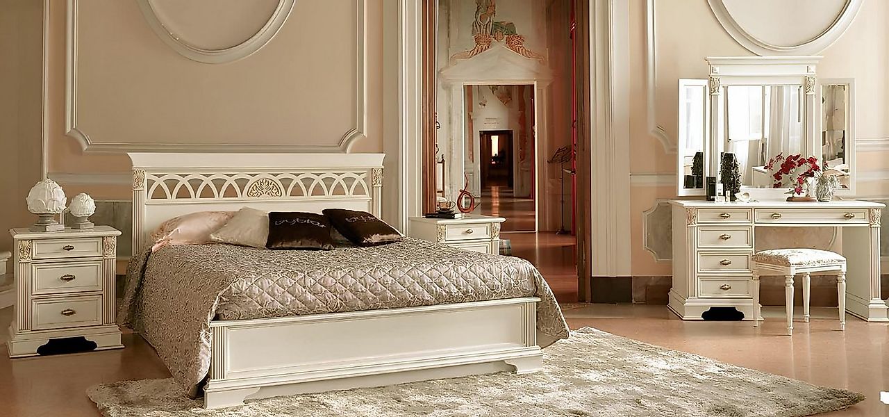 JVmoebel Bett Doppelbett im italienischen Design in Weiß aus hochwertigem H günstig online kaufen