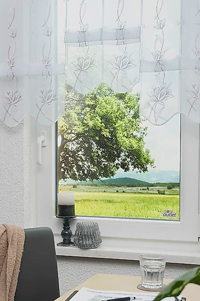 Stickereien Plauen Scheibengardine »Kiara« Stangendurchzug 1 Stk. tlg. günstig online kaufen