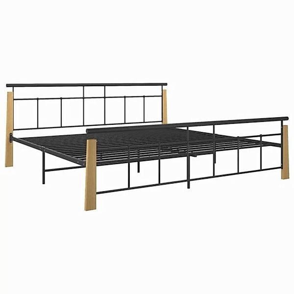 furnicato Bettgestell Metall und Massivholz Eiche 200x200 cm (1-tlg) günstig online kaufen