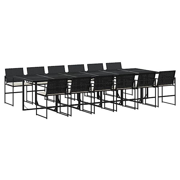 vidaXL 13-Tlg Garten-Essgruppe mit Kissen Schwarz Poly Rattan 3295062 günstig online kaufen