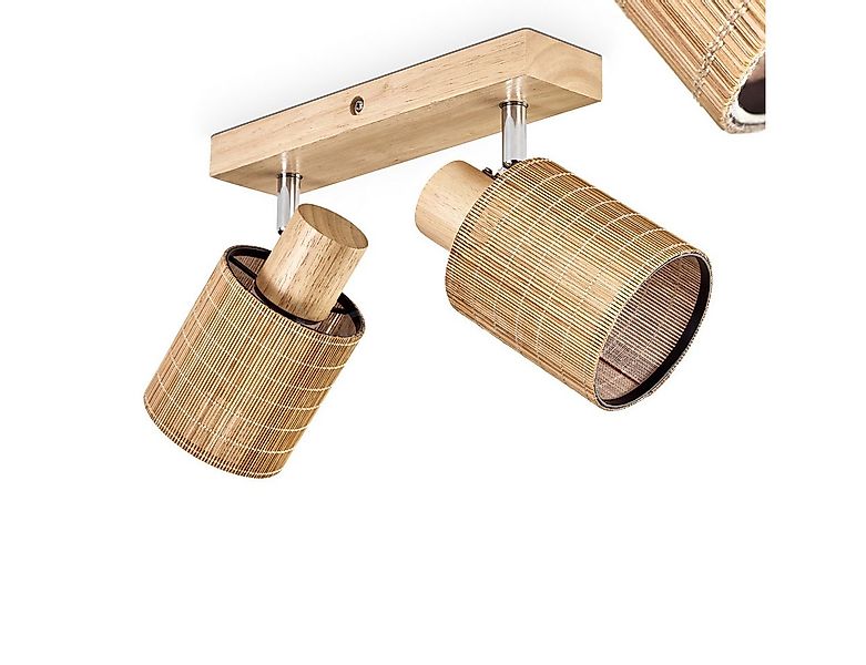 hofstein Deckenleuchte Deckenlampe aus Holz/Metall/Bambus in Naturfarben/Ch günstig online kaufen