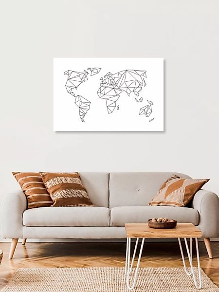 Poster / Leinwandbild - Geometrical World Map White günstig online kaufen