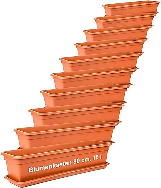 SUSTANIA Blumenkasten Balkonkästen mit Untersetzern (10er günstig online kaufen