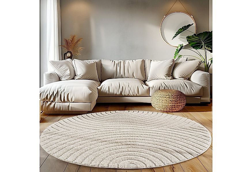 Teppium Hochflor-Teppich Boho-Design, Rund, Höhe: 20 mm, Teppich Wohnzimmer günstig online kaufen