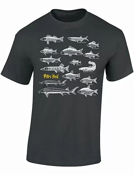 Baddery Print-Shirt Angel Tshirt : "Petri Heil" - Angler T-Shirt Männer - A günstig online kaufen