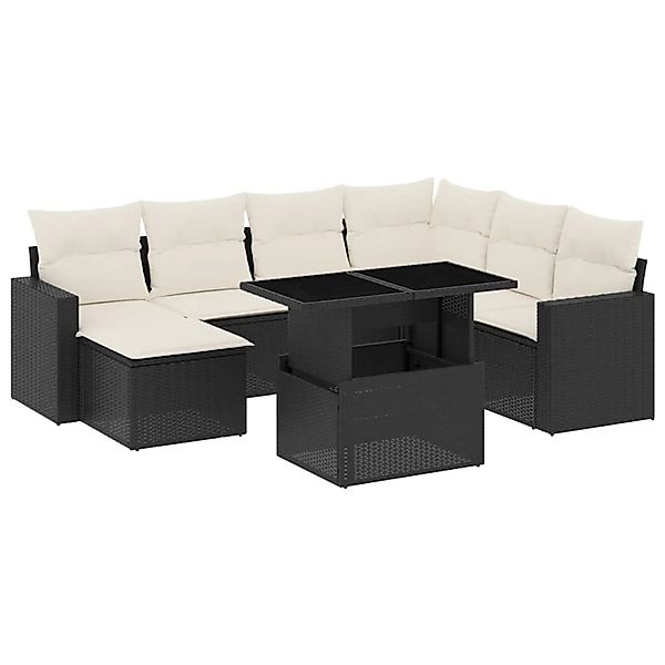 vidaXL 8-Tlg Garten-Sofagarnitur mit Kissen Schwarz Poly Rattan 3267436 günstig online kaufen