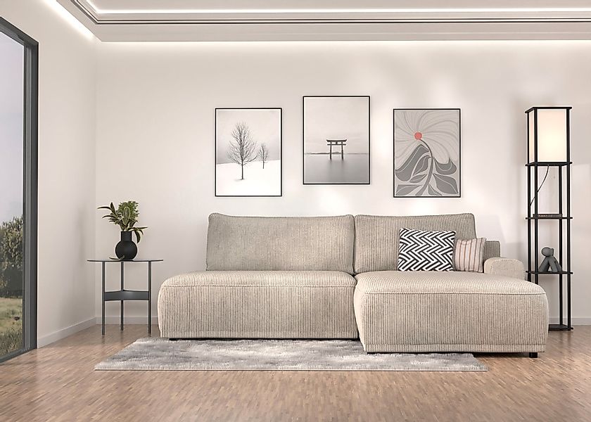 TRENDMANUFAKTUR Ecksofa "Fordon II, Schlafsofa mit Bettkasten, Couch in L-F günstig online kaufen