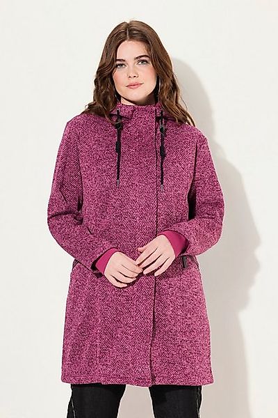 Ulla Popken Sommerjacke Strickfleece-Jacke Kapuze 2-Wege-Zipper günstig online kaufen