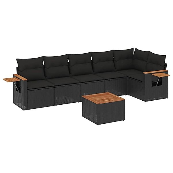 vidaXL 7-tlg Garten-Sofagarnitur mit Kissen Schwarz Poly Rattan Modell 214 günstig online kaufen