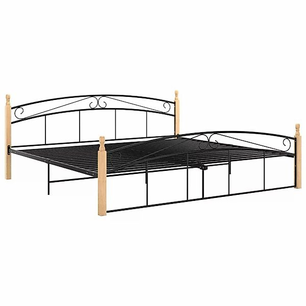 Bettgestell Schwarz Metall Und Massivholz Eiche 200x200 Cm günstig online kaufen