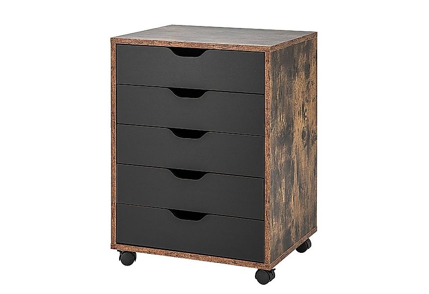 COSTWAY Rollcontainer, mit 5 Schubladen und Rädern, Holz, 48x39,5x65,5cm günstig online kaufen