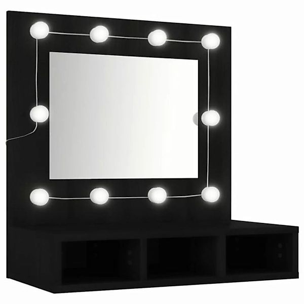 vidaXL Badezimmerspiegelschrank Spiegelschrank mit LED Schwarz 60x31,5x62 c günstig online kaufen