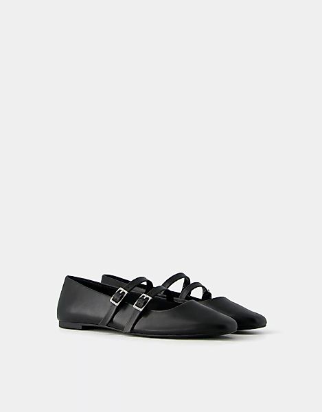 Bershka Ballerinas Mit Schnallen Damen 40 Schwarz günstig online kaufen