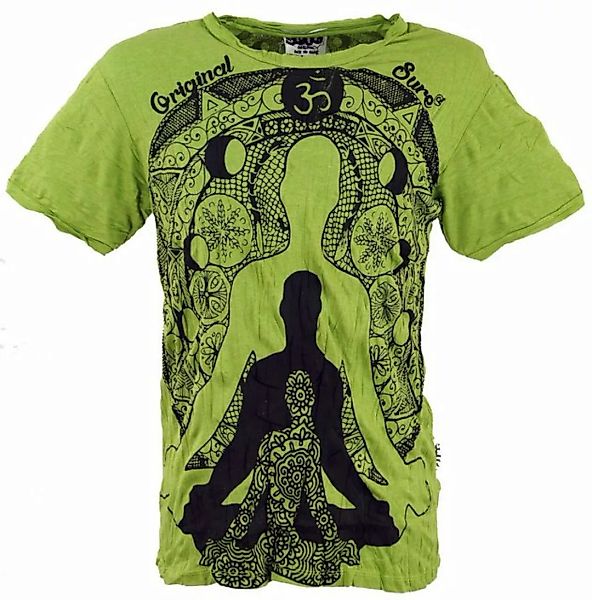 Guru-Shop T-Shirt Sure Herren T-Shirt Meditation Buddha - lemon Goa Style, günstig online kaufen