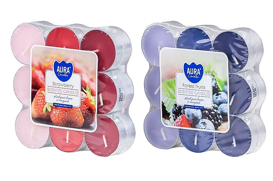 Levandeo® Duftkerze 36 Kerzen Duft Teelichter 2x18 Stück Erdbeere Waldfruch günstig online kaufen