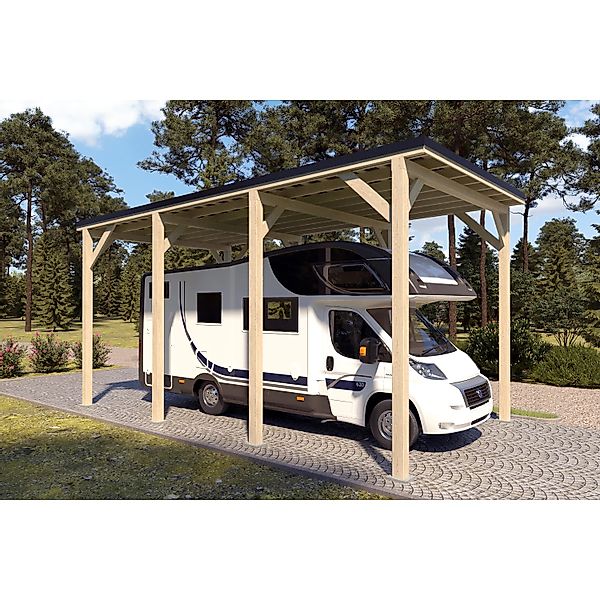 Holzbrüder Camping-Carport Ralf 28m² Natur-Schwarz günstig online kaufen