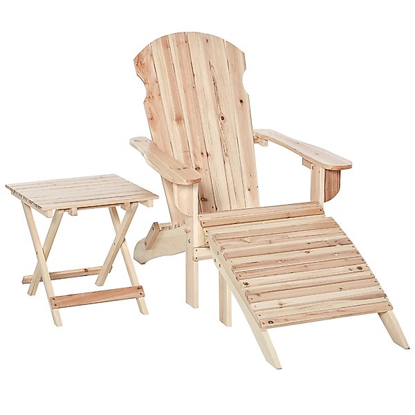 Outsunny Gartenstuhl Adirondack klappbar mit Fußhocker und Beistelltisch au günstig online kaufen