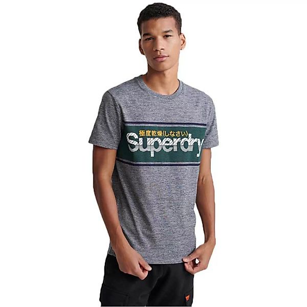 Superdry Core Logo Stripe Kurzarm T-shirt S Academy Grey Twill günstig online kaufen