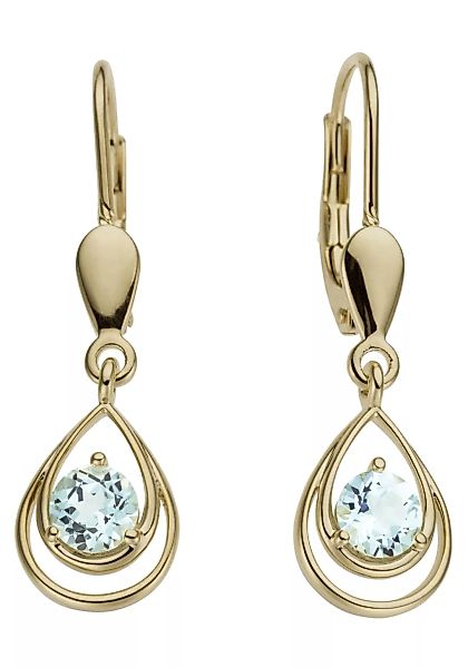 JOBO Paar Ohrhänger "Tropfen", 585 Gold mit Blautopas günstig online kaufen