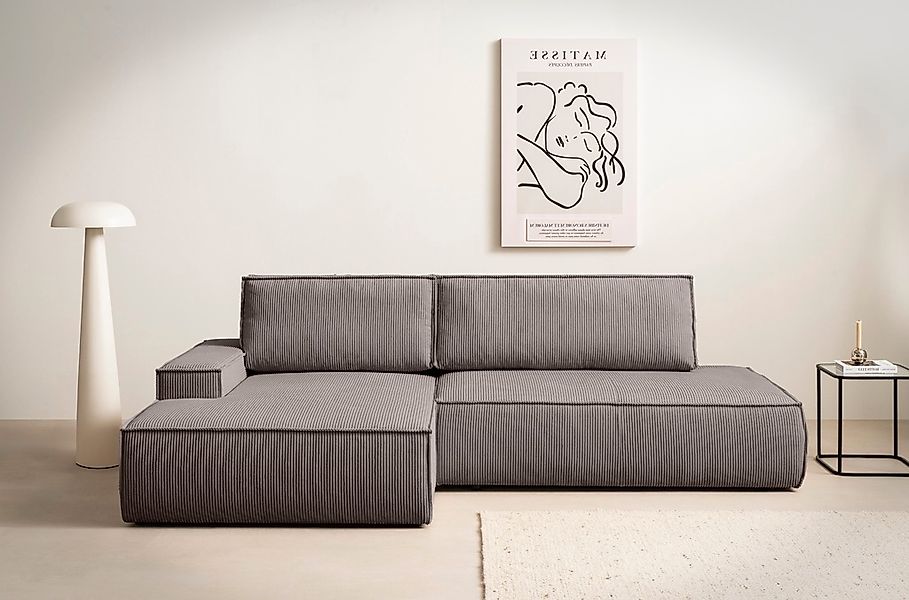 Home affaire Ecksofa "SHERWOOD, Schlafsofa in L-Form offen (275cm), Cord, L günstig online kaufen