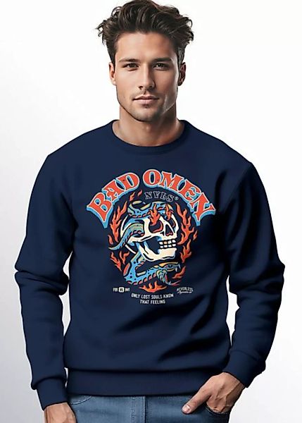 Neverless Sweatshirt Sweatshirt Herren Print Skull Totenkopf Grafik Biker D günstig online kaufen